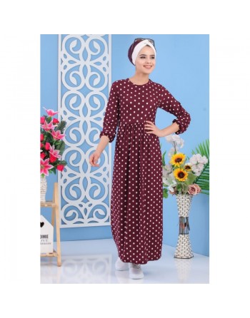 Robe pas cher à pois pour femme - Couleur Aubergine 