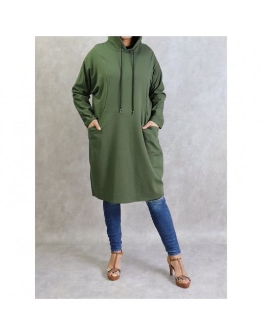 Tunique sport en coton - Sweatshirts long avec capuche pour femme (Plusieurs couleurs disponilbes) Tunique sport en coton - Sweatshirts long avec capuche pour femme (Plusieurs couleurs disponilbes)