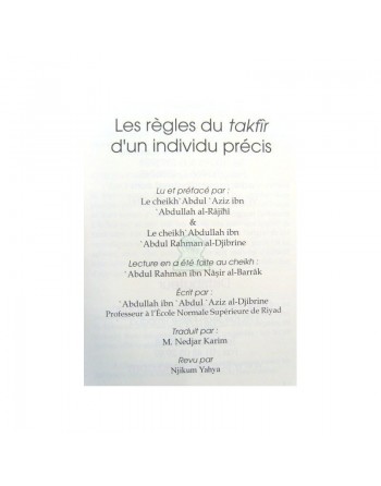 Les règles du takfir d'un individu précis 