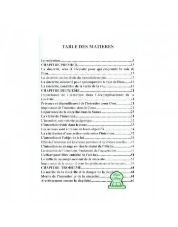 L'intention et la sincérité 