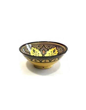 Grand Saladier / Plat creux en poterie peinte et décorée de couleur rouge 