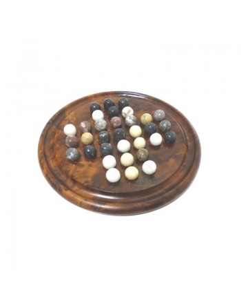Jeux solitaire en bois de thuya avec billes en marbre 