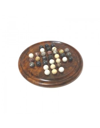 Jeux solitaire en bois de thuya avec billes en marbre 