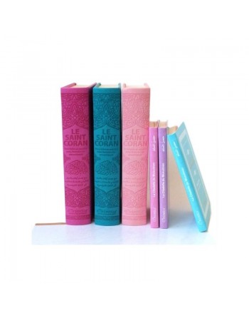 Pack cadeau rose pour femmes : Le Saint Coran couverture cuir de luxe + La Citadelle du Musulman (tous deux en français-arabe...
