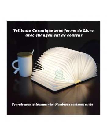 Veilleuse Lampe Coranique sous forme de Livre (Coran) avec changement de couleur - "SQ-203" - LED Book Light Quran Speaker 