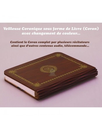 Veilleuse Lampe Coranique sous forme de Livre (Coran) avec changement de couleur - "SQ-203" - LED Book Light Quran Speaker 
