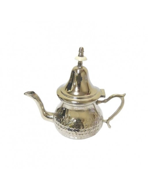 Théière moyenne marocaine traditionnelle en métal argenté martelé Théière moyenne marocaine traditionnelle en métal argenté martelé