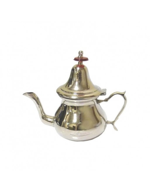 Théière artisanale marocaine de taille moyenne en métal nickelé simple non ciselé 