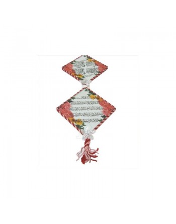 Tableaux décoratifs pendentifs en forme de losange tissés en rouge et rose sur le cadre avec versets coraniques 