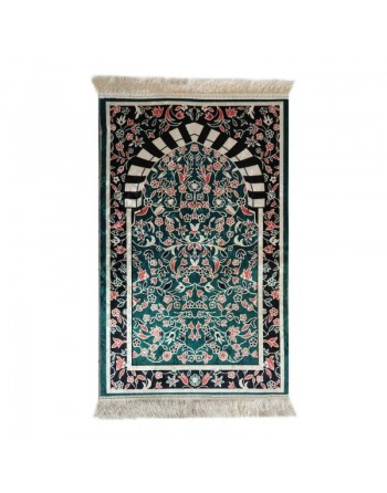 Tapis de prière de luxe anti-dérapant de couleur Vert et Noir avec motifs (70 x 115 cm) 