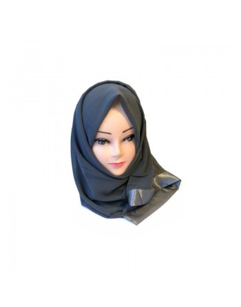 Châle / Foulard hijab une pièce avec bande satinée (Plusieurs couleurs disponibles) 