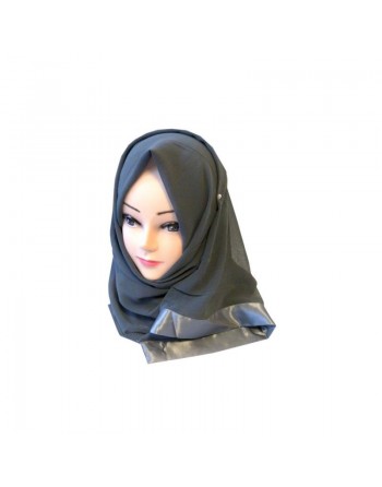 Châle / Foulard hijab une pièce avec bande satinée (Plusieurs couleurs disponibles) 