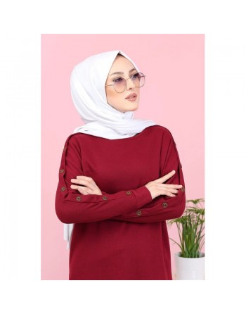 Tunique décontractée Style Sweat-shirt (Mode islamique et Hijab pour femme) - Couleur bordeaux 