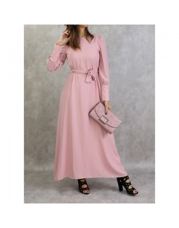 Robe élégante longue et fluide pour femme - Couleur rose clair 