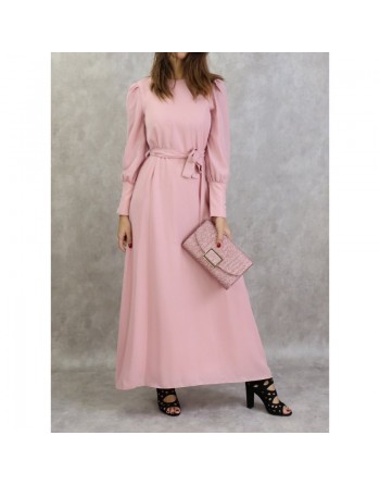 Robe élégante longue et fluide pour femme - Couleur rose clair 