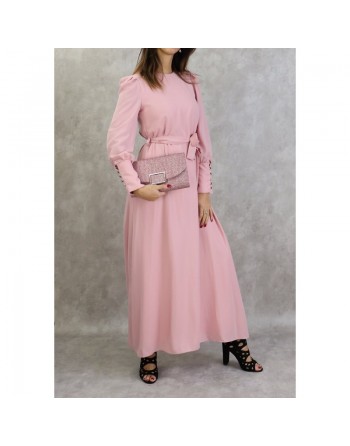 Robe élégante longue et fluide pour femme - Couleur rose clair 