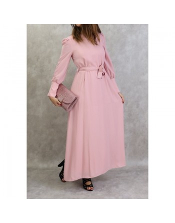 Robe élégante longue et fluide pour femme - Couleur rose clair 