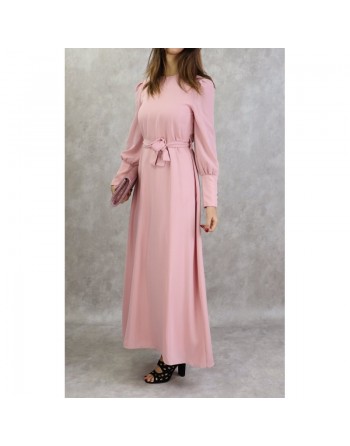 Robe élégante longue et fluide pour femme - Couleur rose clair 