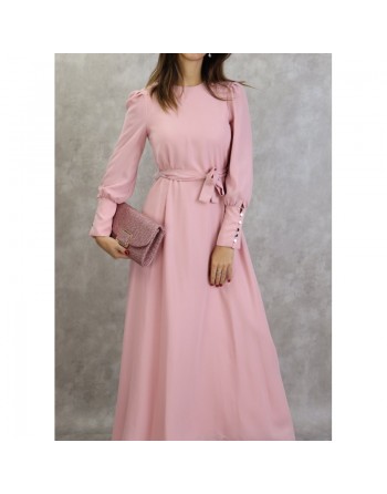 Robe élégante longue et fluide pour femme - Couleur rose clair 