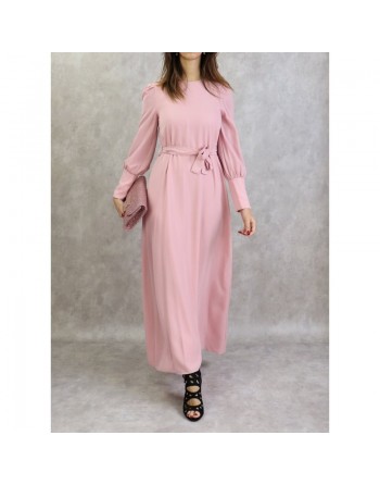 Robe élégante longue et fluide pour femme - Couleur rose clair 