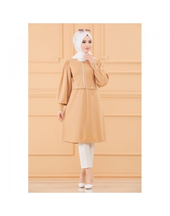 Tunique casual pour femme (Boutique en ligne Vêtement Hijab - Mode Musulmane) - Couleur beige 