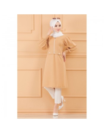 Tunique casual pour femme (Boutique en ligne Vêtement Hijab - Mode Musulmane) - Couleur beige 