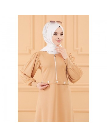 Tunique casual pour femme (Boutique en ligne Vêtement Hijab - Mode Musulmane) - Couleur beige 