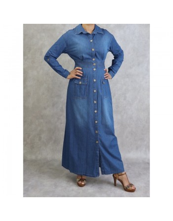 Robe longue cintrée en jean 