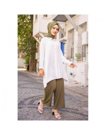 Tunique ample coupe originale (Vetement Hijab pour femme musulmane) - Couleur blanc 