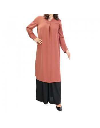 Tunique longue col croisé pour femme de couleur Rouille 