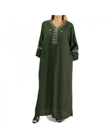 Robe manches longues avec motifs et fermeture zip devant - Couleur Vert 