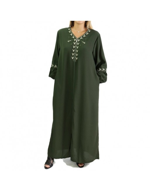 Robe manches longues avec motifs et fermeture zip devant - Couleur Vert Robe manches longues avec motifs et fermeture zip devant - Couleur Vert
