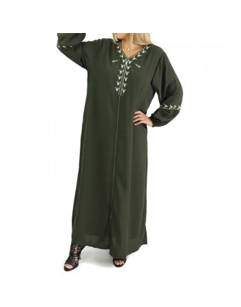Robe manches longues avec motifs et fermeture zip devant - Couleur Vert 