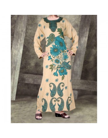 Robe orientale Ibtissam avec manches longues et grand châle assorti 