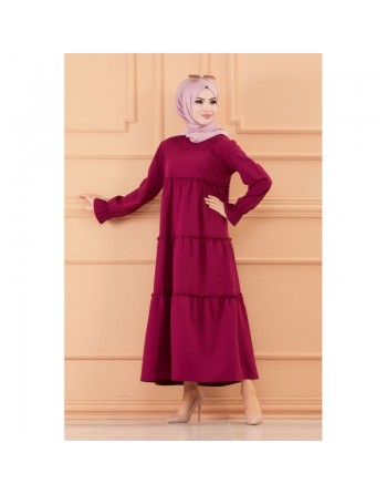 Robe ample style habillé pour femme (Vêtement islamique chic pour hijab) - Couleur prune 
