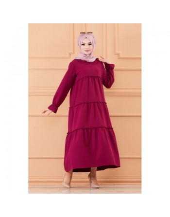 Robe ample style habillé pour femme (Vêtement islamique chic pour hijab) - Couleur prune 