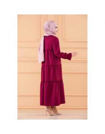 Robe ample style habillé pour femme (Vêtement islamique chic pour hijab) - Couleur prune 