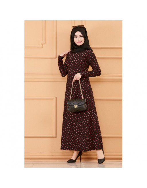 Robe à pois pour femme - Couleur noir et fuchsia Robe à pois pour femme - Couleur noir et fuchsia