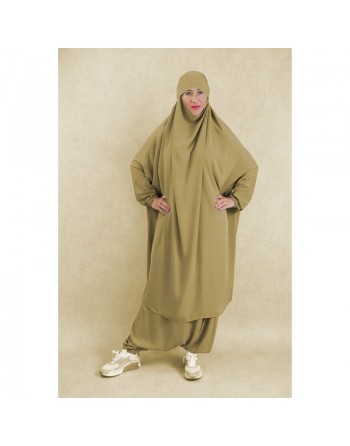 Ensemble Jilbab femme deux (2) pièces cape et sarouel (pantalon) - Couleur Beige 