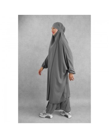 Jilbab deux (2) pièces cape et sarouel (pantalon) - Couleur Gris clair 