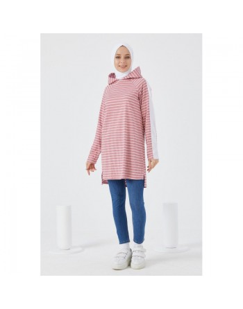 Tunique pour femme - Rayures de couleur rose 