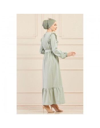 Robe brodée (Tenue classique femme voilée) - Couleur menthe 