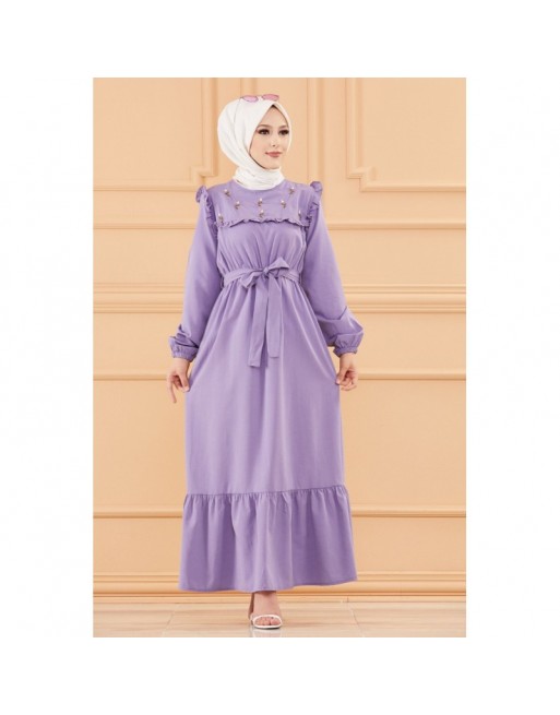 Robe brodée (Vetement classique femme voilée) - Couleur lilas Robe brodée (Vetement classique femme voilée) - Couleur lilas