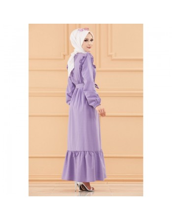 Robe brodée (Vetement classique femme voilée) - Couleur lilas 