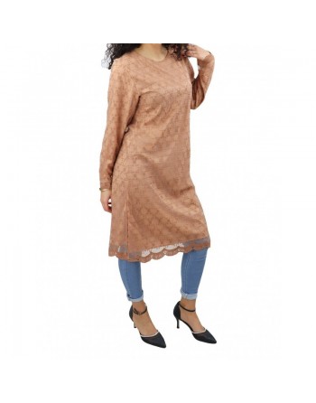Robe-Tunique à dentelles doublée pour femme - Couleur Camel 