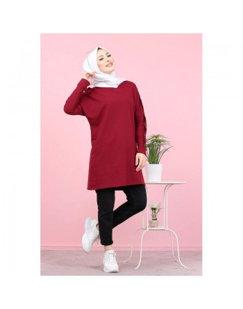 Tunique décontractée Style Sweat-shirt (Mode islamique et Hijab pour femme) - Couleur bordeaux 