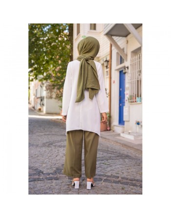 Tunique ample coupe originale (Vetement Hijab pour femme musulmane) - Couleur blanc 