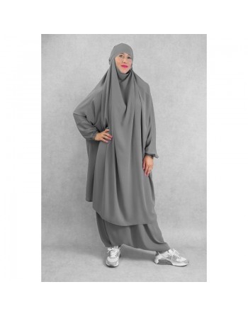 Jilbab deux (2) pièces cape et sarouel (pantalon) - Couleur Gris clair 