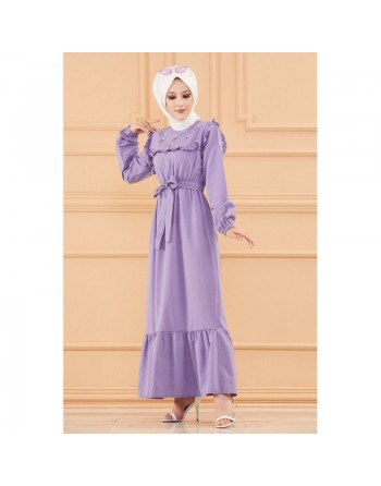 Robe brodée (Vetement classique femme voilée) - Couleur lilas 