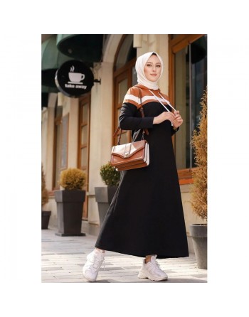 Robe à capuche de type sportswear décontracté - Vetement Hijab pour femme musulmane - Couleur noir, blanc et camel 